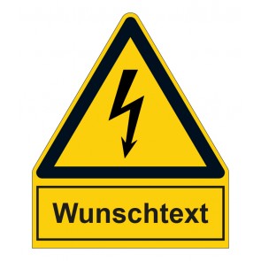 Schild Warnzeichen mit Anhang · Warnung vor elektrischer Spannung · ISO_7010_W012 · selbstklebend