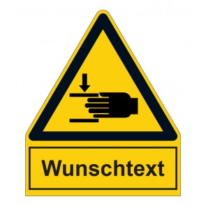Schild Warnzeichen mit Anhang · Warnung vor Handverletzungen · ISO_7010_W024 · selbstklebend
