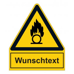 Schild Warnzeichen mit Anhang · Warnung vor brandfördernden Stoffen · ISO_7010_W028