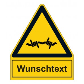 Schild Warnzeichen mit Anhang · Warnung vor Stacheldraht · ISO_7010_W033