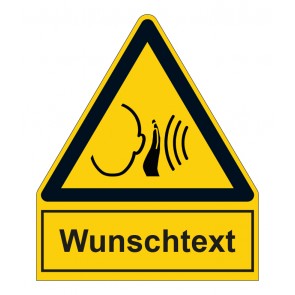 Schild Warnzeichen mit Anhang · Warnung vor unvermittelt auftretendem lauten Geräusch · ISO_7010_W038 · selbstklebend
