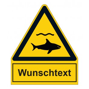 Aufkleber Warnzeichen mit Anhang · Warnung vor Haien · ISO_7010_W054