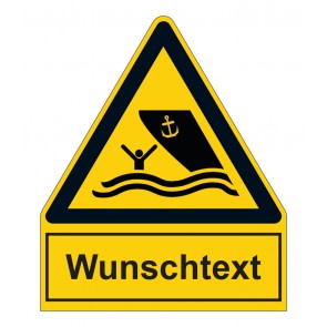 Schild Warnzeichen mit Anhang · Warnung vor Schiffsverkehr · ISO_7010_W058