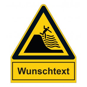 Aufkleber Warnzeichen mit Anhang · Warnung vor steil abfallendem Strand · ISO_7010_W066