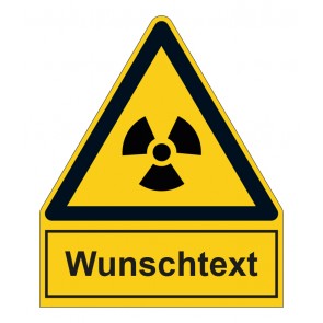 Schild Warnzeichen mit Anhang · Warnung vor radioaktiven Stoffen · selbstklebend