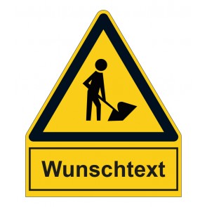 Schild Warnzeichen mit Anhang · Warnung vor Bauarbeiten · selbstklebend