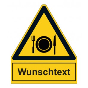 Schild Warnzeichen mit Anhang · Achtung, Essen verboten · selbstklebend