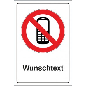 Aufkleber Verbotszeichen Mobilfunk verboten mit WUNSCHTEXT