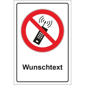 Aufkleber Verbotszeichen Mobilfunk Geräte verboten mit WUNSCHTEXT
