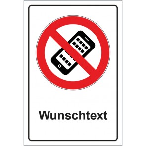 Magnetschild Verbotszeichen Mobilfunk Handy verboten mit WUNSCHTEXT
