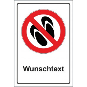 Aufkleber Verbotszeichen Flip Flops verboten mit WUNSCHTEXT · stark haftend