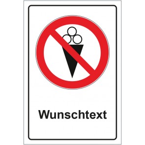 Aufkleber Verbotszeichen Eis essen verboten mit WUNSCHTEXT