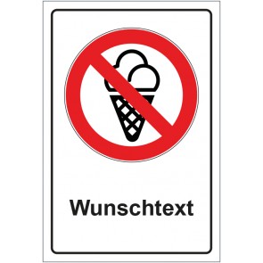 Aufkleber Verbotszeichen Eis essen verboten mit WUNSCHTEXT · stark haftend