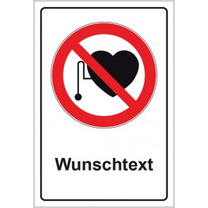 Schild Verbotszeichen Verbot für Personen mit Herzschrittmacher mit WUNSCHTEXT · selbstklebend