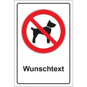 Aufkleber Verbotszeichen Mitführen von Tieren verboten mit WUNSCHTEXT · stark haftend