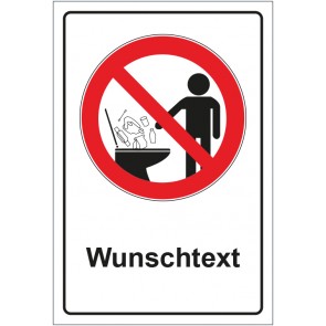 Aufkleber Verbotszeichen Gegenstände in die Toilette werfen verboten mit WUNSCHTEXT