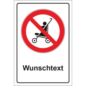 Aufkleber Verbotszeichen Kinderwagen verboten mit WUNSCHTEXT · stark haftend