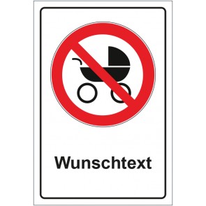 Aufkleber Verbotszeichen Kinderwagen verboten mit WUNSCHTEXT · stark haftend