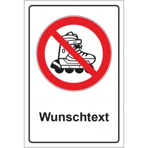 Schild Verbotszeichen Inline Skates verboten mit WUNSCHTEXT