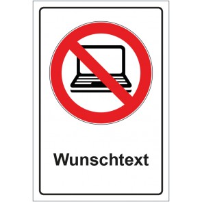 Aufkleber Verbotszeichen Laptop verboten mit WUNSCHTEXT