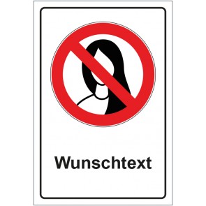 Schild Verbotszeichen Bedienung mit langen Haaren verboten mit WUNSCHTEXT · selbstklebend