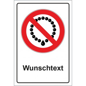 Schild Verbotszeichen Bedienung mit Halskette verboten mit WUNSCHTEXT