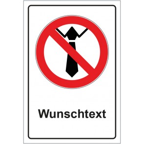 Aufkleber Verbotszeichen Bedienung mit Krawatte verboten mit WUNSCHTEXT
