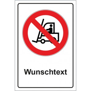 Aufkleber Verbotszeichen Für Flurförderzeuge verboten mit WUNSCHTEXT · stark haftend