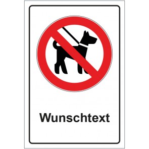 Schild Verbotszeichen Mitführen von Tieren verboten mit WUNSCHTEXT · selbstklebend