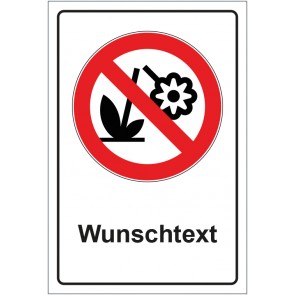 Schild Verbotszeichen Blumen pflücken verboten mit WUNSCHTEXT · selbstklebend