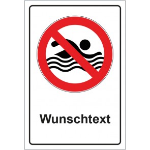 Schild Verbotszeichen Schwimmen verboten mit WUNSCHTEXT