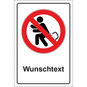 Schild Verbotszeichen Furzen verboten mit WUNSCHTEXT