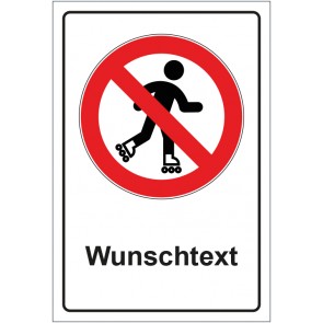 Aufkleber Verbotszeichen Rollschuh laufen verboten mit WUNSCHTEXT · stark haftend