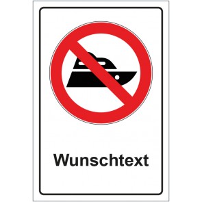 Aufkleber Verbotszeichen Boot fahren verboten mit WUNSCHTEXT
