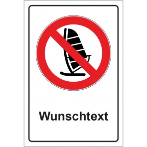 Schild Verbotszeichen Wind Surfen verboten mit WUNSCHTEXT · selbstklebend