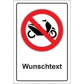 Schild Verbotszeichen Roller Mofa Moped verboten mit WUNSCHTEXT