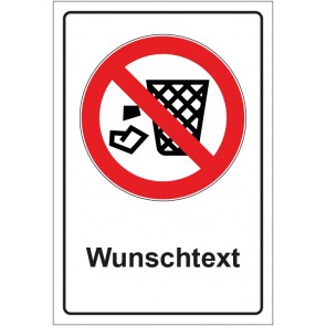 Schild Verbotszeichen Müll einfüllen verboten mit WUNSCHTEXT · selbstklebend