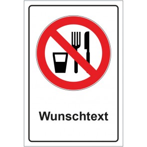 Aufkleber Verbotszeichen Essen und Trinken verboten mit WUNSCHTEXT · stark haftend