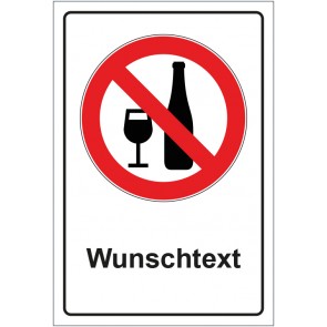 Aufkleber Verbotszeichen Alkoholische Getränke verboten mit WUNSCHTEXT