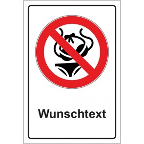 Aufkleber Verbotszeichen Bikini verboten mit WUNSCHTEXT