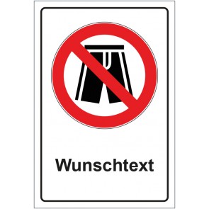 Schild Verbotszeichen Badehose Shorts verboten mit WUNSCHTEXT · selbstklebend