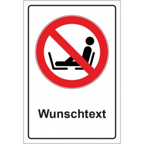Schild Verbotszeichen Füße auf den Sitz legen verboten mit WUNSCHTEXT