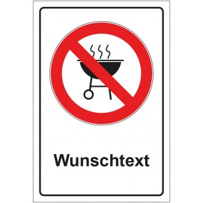 Schild Verbotszeichen Grillen verboten mit WUNSCHTEXT · selbstklebend
