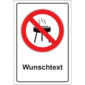 Schild Verbotszeichen Grillen verboten mit WUNSCHTEXT · selbstklebend