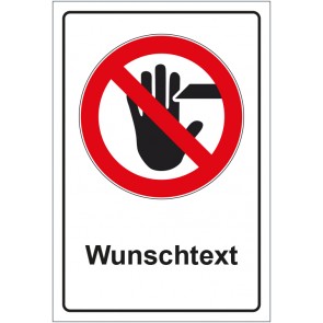 Schild Verbotszeichen Achtung Schnittgefahr mit WUNSCHTEXT