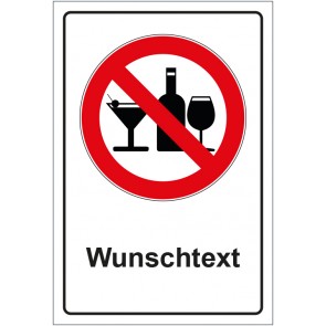 Aufkleber Verbotszeichen Alkoholische Getränke verboten mit WUNSCHTEXT · stark haftend