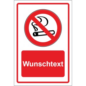 Aufkleber Verbotszeichen Rauchen verboten rot mit WUNSCHTEXT