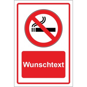 Magnetschild Verbotszeichen Rauchen verboten rot mit WUNSCHTEXT