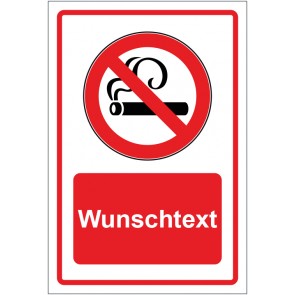 Aufkleber Verbotszeichen Rauchen verboten rot mit WUNSCHTEXT · stark haftend