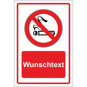 Schild Verbotszeichen Rauchen verboten rot mit WUNSCHTEXT